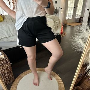 Adidas Black/White Striped High Waisted Shorts